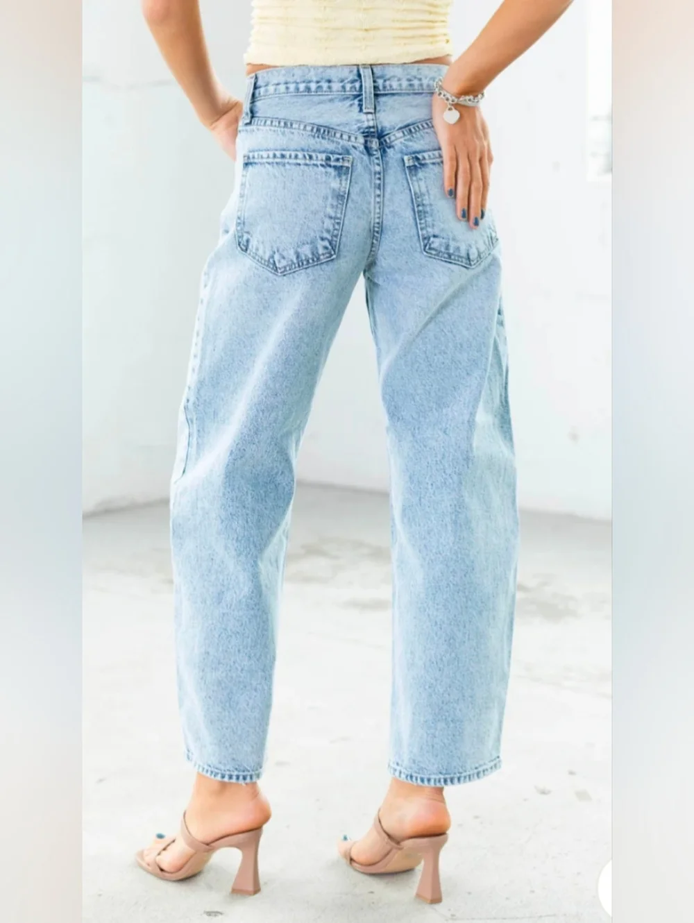 Just Black Light Wash Denim Barrel Jeans - Picture 3 of 5